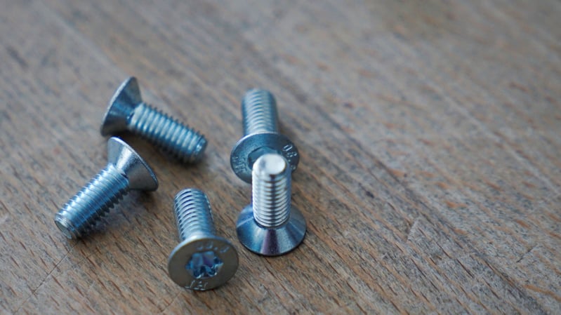 Counter sunk head screws, hardness testing