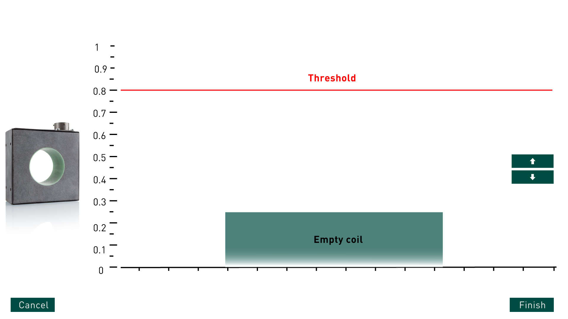 Definition of the threshold value for the Magnatest TCL with the setting wizard 