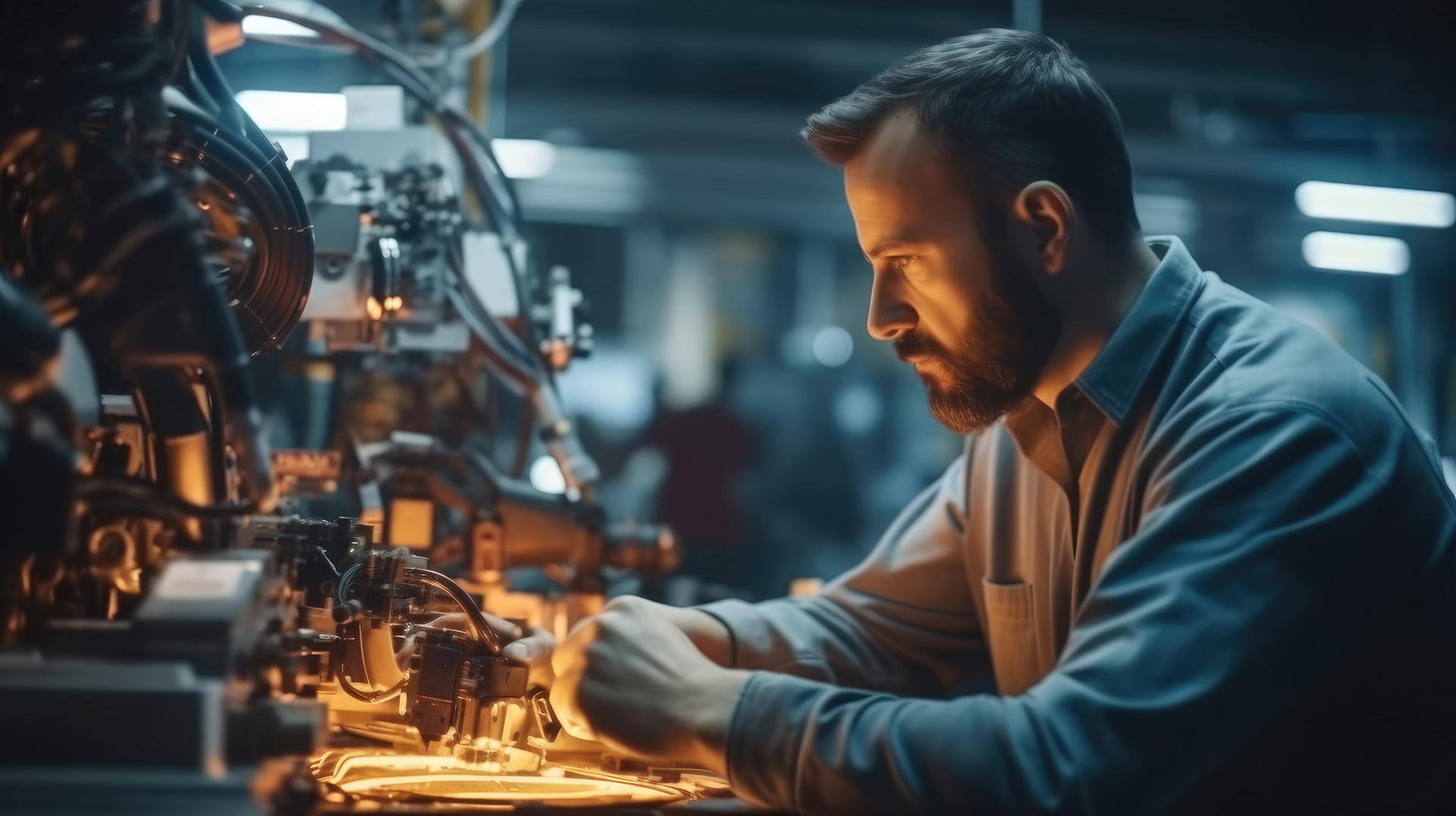 technician calibrating a robot arm